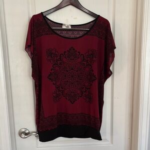 Elegant Burgundy and Black Women's Top